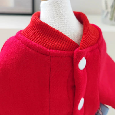 Christmas Printed Fleece Dog Harness Jumpsuits