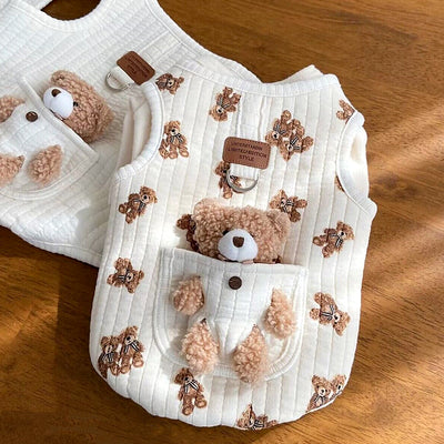 Bear Decor Fleece Dog Harness Vest-Softosy Pet Boutique